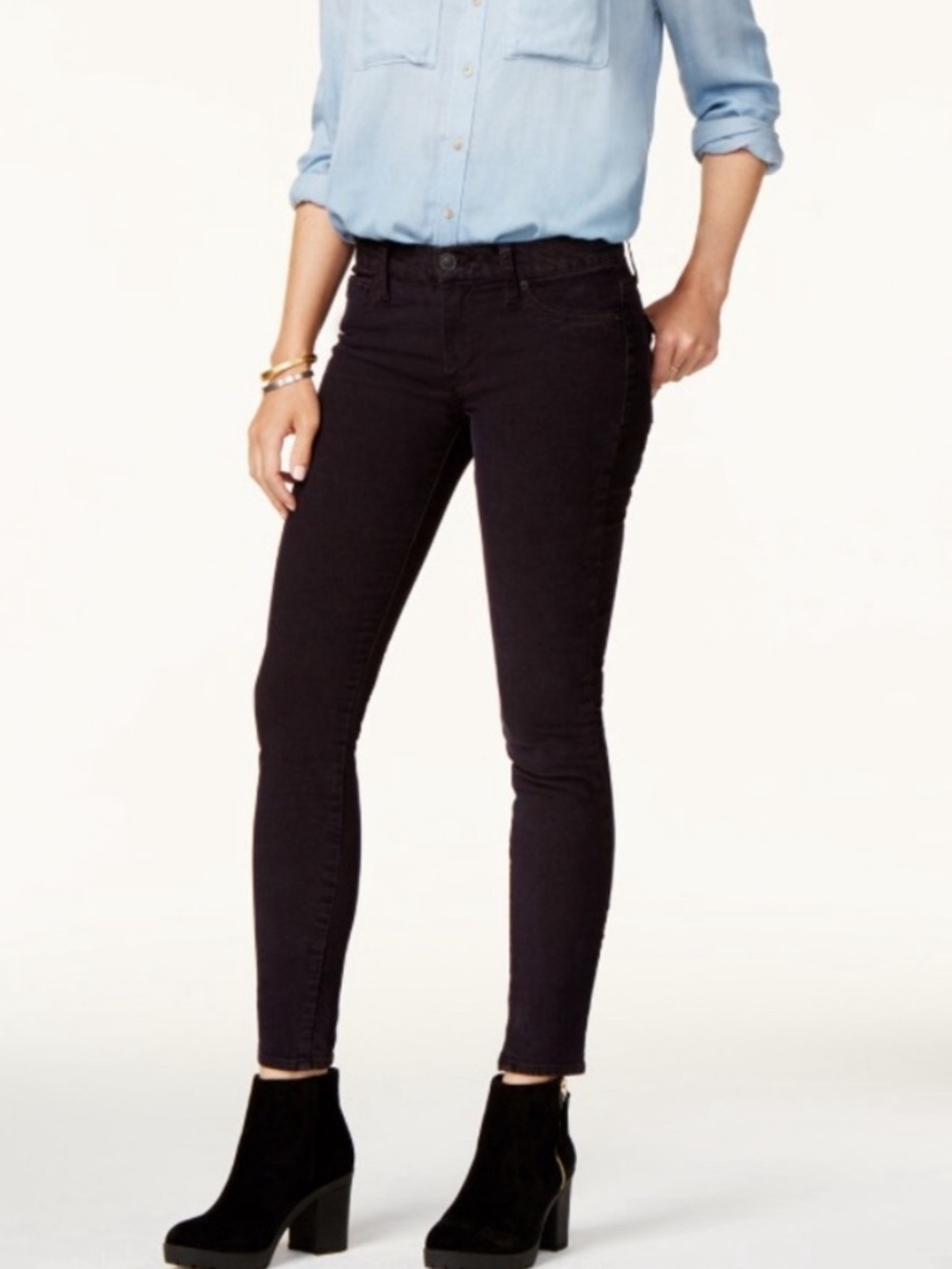 Hudson Nico Midrise Super Skinny Black Corduroy Pants Size 30
